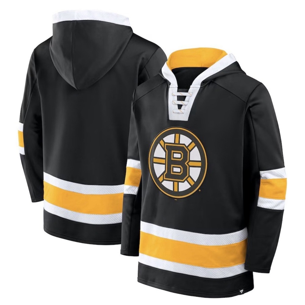 Boston Bruins Fanatics Inside Line Fleece Pullover Hoodie Men's Large Black New‎